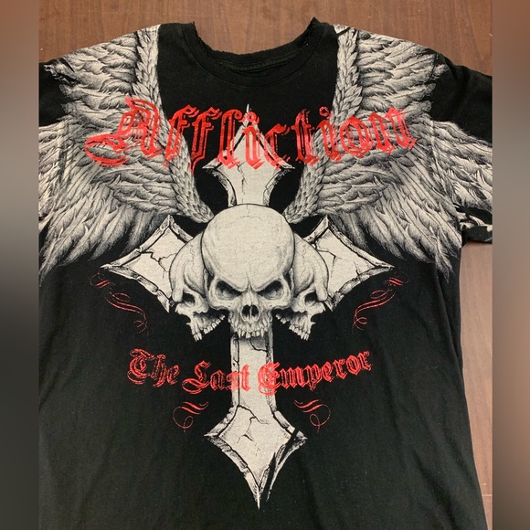 Vintage Affliction Distressed T shirt Live Fast A100 Black Rare! Size Large EUC - Picture 2 of 7